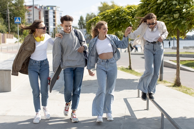 Group friends spending quality time together outdoors